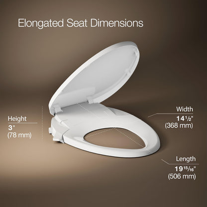 Kohler 98804-0 PureWash M300 Manual Elongated Bidet Toilet Seat, White