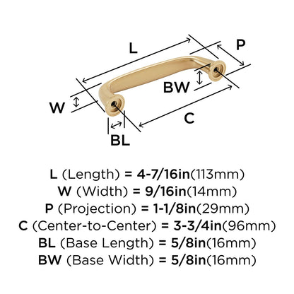 Amerock BP53702CZ Kane Champagne Bronze Cabinet Pull 3-3/4" C2C