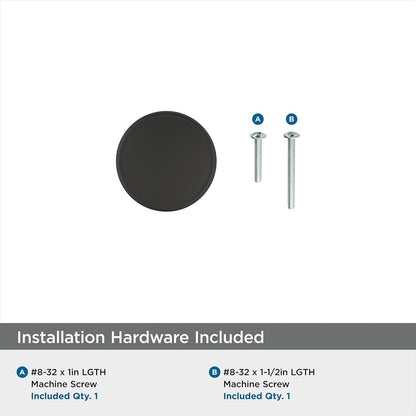 Amerock Cabinet Knob Matte Black 1-1/4 inch 32 mm Diameter Renown