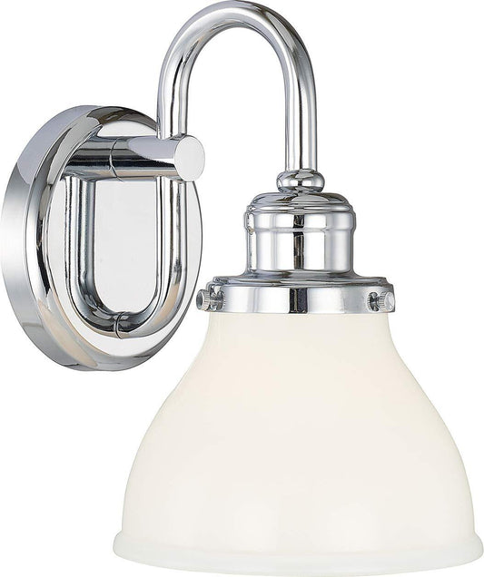 Capital Lighting 8301CH-128 Baxter Milk Glass Wall Sconce, 10" H x 7" W, Chrome