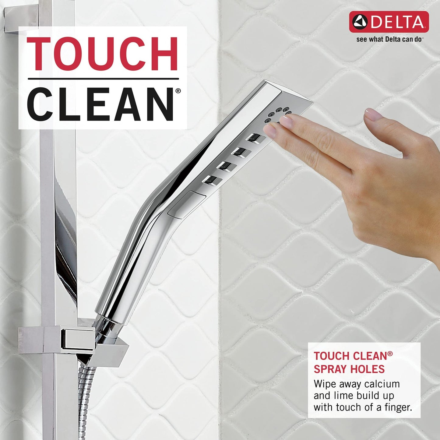 Delta 51799-PR 3-Spray H2Okinetic Slide Bar Hand Shower w/Hose Lumicoat Chrome