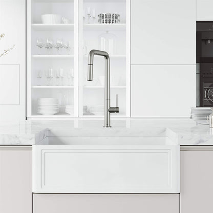 VIGO VG02013ST Parsons 18'' Single Handle Pull-Down Kitchen Faucet Stain-Steel