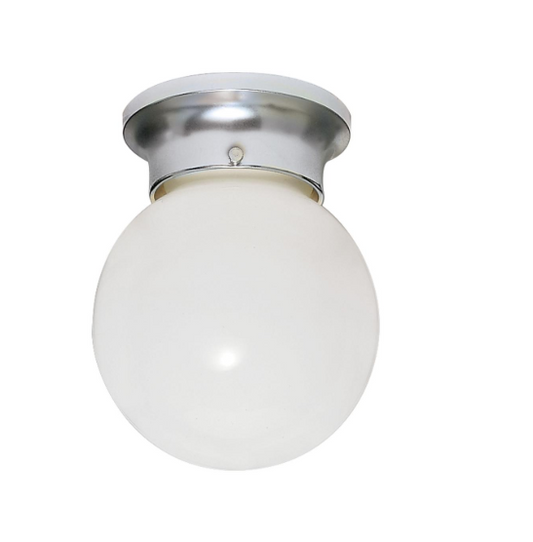 Nuvo Lighting SF77-111-1 Light Ball Fixt-8" Flush w/White Glass-Polished Chrome Finish