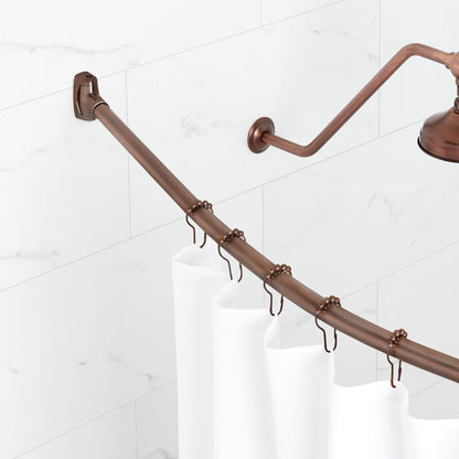 Signature Hardware 466759 60" Curved Solid Brass Shower Rod - Brushed Nickel