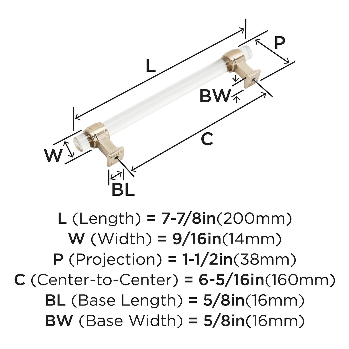 Amerock Cabinet Pull Clear/Champagne Bronze 6-5/16 inch Glacio 1 Pack