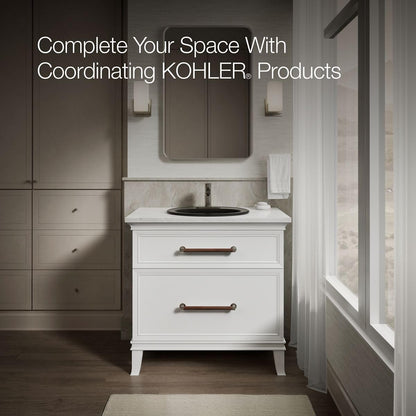 KOHLER K-2196-4-7 Pennington Self-Rimming Bathroom Sink, Black Black