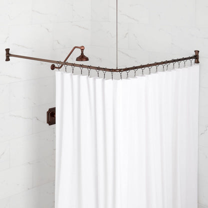 Signature Hardware 466803 60" x 48" Corner Brass Shower Rod - Matte Black