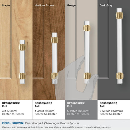 Amerock Cabinet Pull Clear/Champagne Bronze 5-1/16 inch Glacio 1 Pack