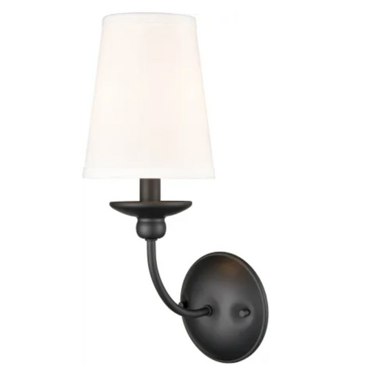 Millenium Lighting 4381-MB Delvona 15" Tall Wall Sconce Black with White Shade