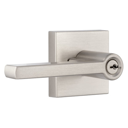 Miseno MLK1022 Lorton Flat Bar Keyed Entry Door Lever Set Satin Nickel