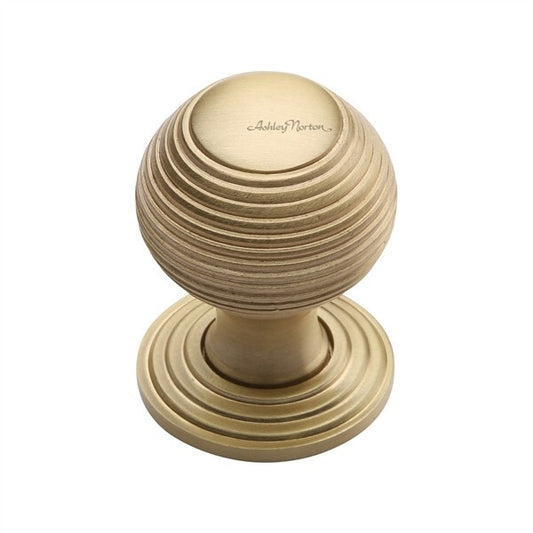 Ashley Norton-Reeded Cabinet Knob- Satin Brass (MSB)-1 ¼" diameter-6 Pack