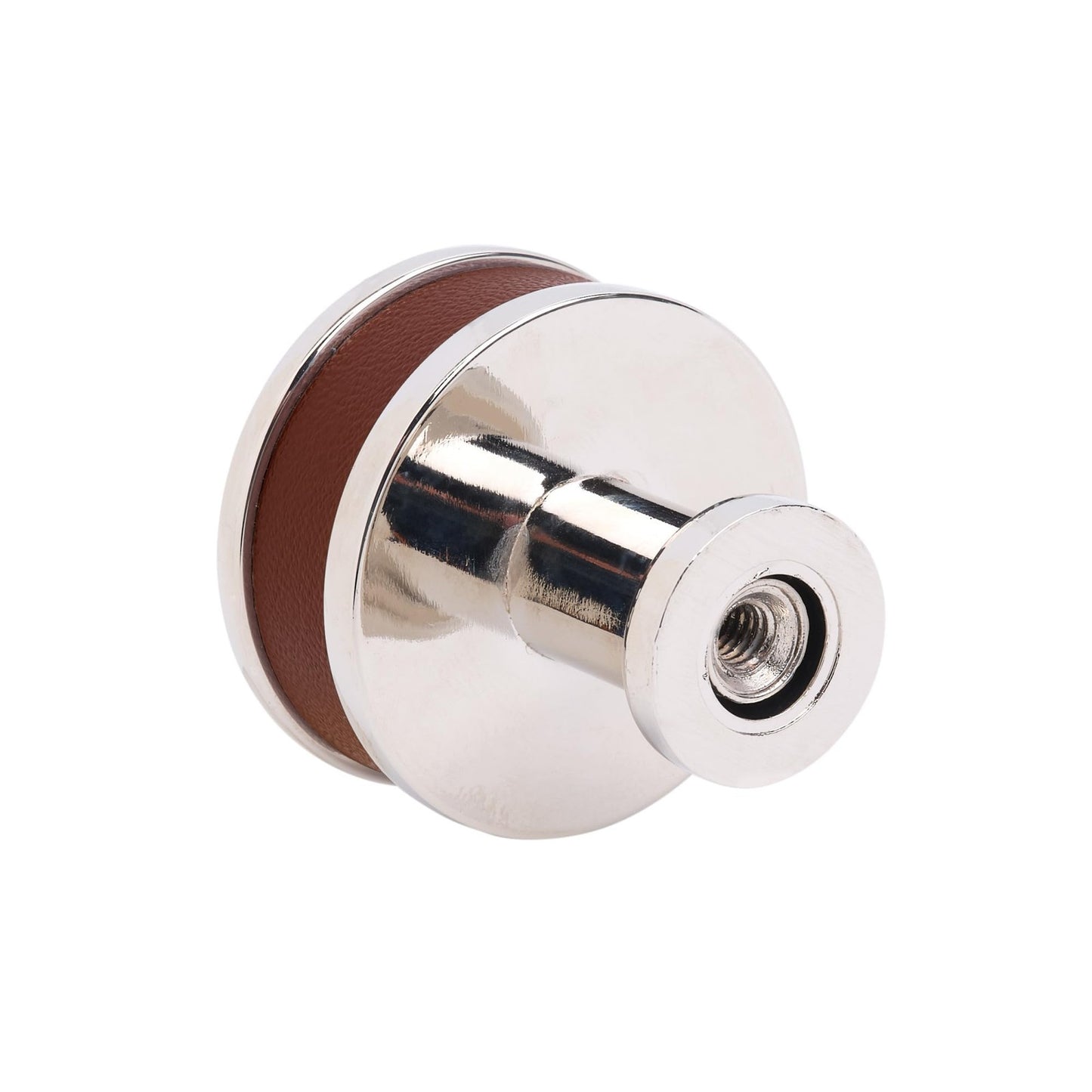 Signature HW 954065-114 Lazzara 1-1/4" Brown Leather Mushroom Knob-Brushed Gold