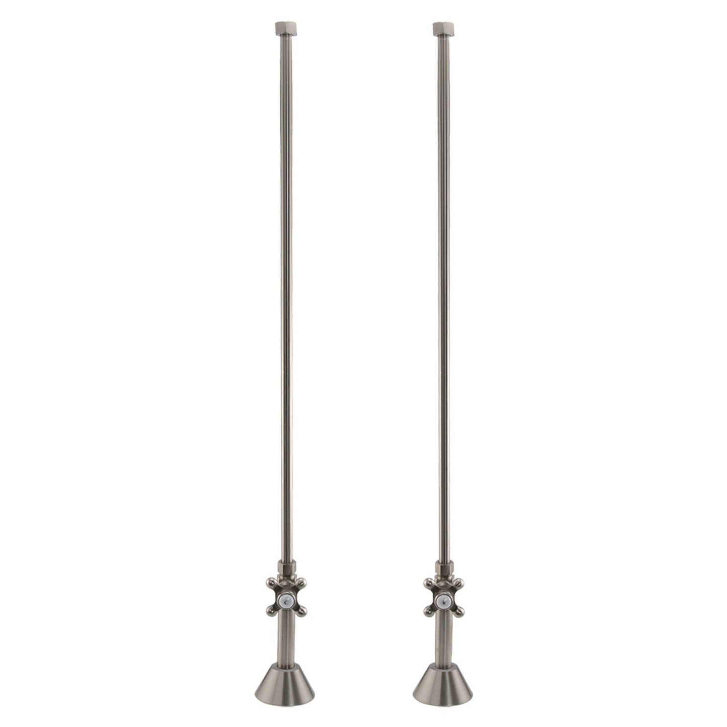 Signature Hardware 158040 Deck-Mount Supply Cross Handle Stops - Brushed Nickel