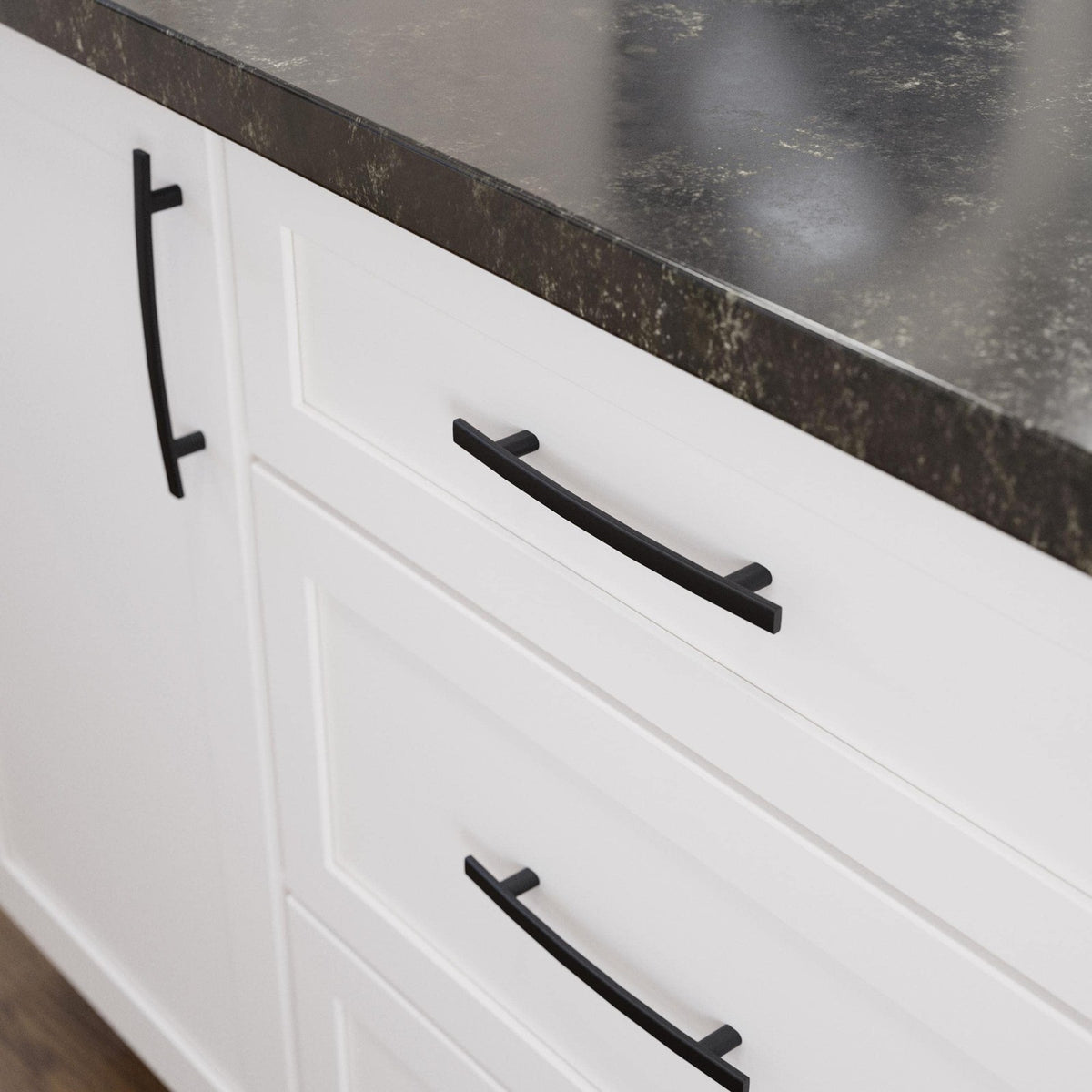 Franklin Brass (10-Pack) Matte Black Cabinet Handles 5-1/16" Hole Center Arched
