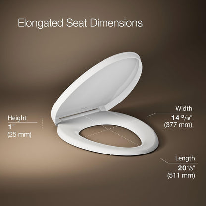 KOHLER K-26801-0 Impro ReadyLatch Quiet Close Elongated Toilet Seat, White