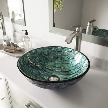 VIGO Giovanni 17"L x17"W x 6"H Over the Counter Glass Round Vessel Bathroom Sink