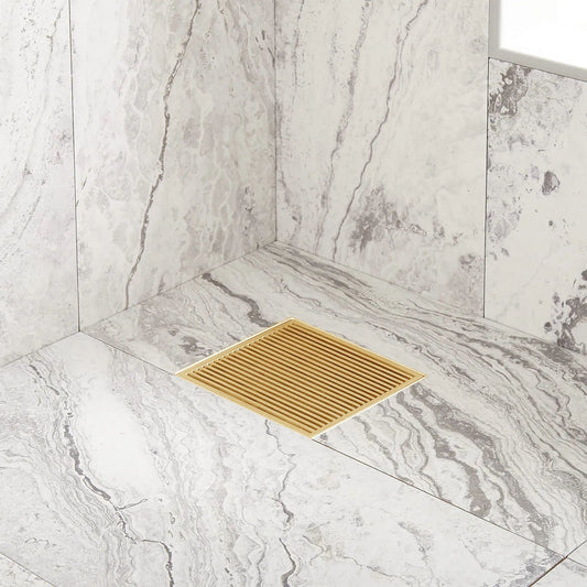 Signature Hardware SH439018BG Carmen 4" Shower Drain with Flange - Brushed Gold