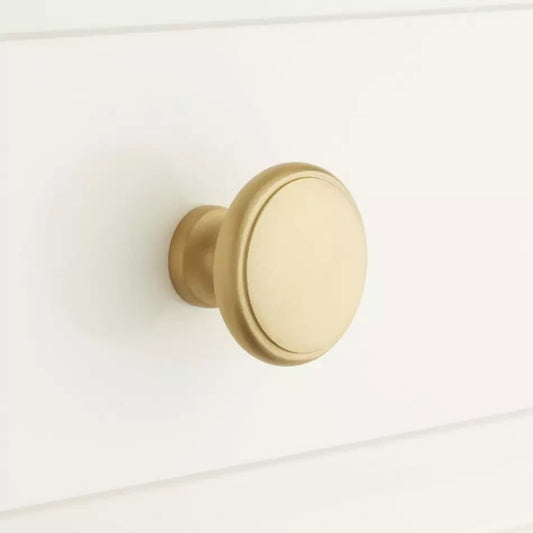 Signature Hardware 1-1/4" Nantes Brass Round Cabinet Knob - Pack of 2-NEW IN BOX