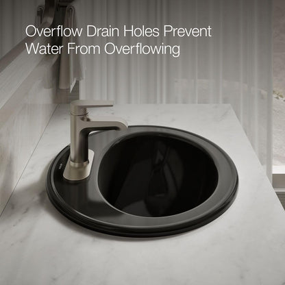 KOHLER K-2196-4-7 Pennington Self-Rimming Bathroom Sink, Black Black