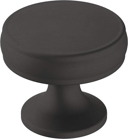Amerock Cabinet Knob Matte Black 1-1/4 inch 32 mm Diameter Renown