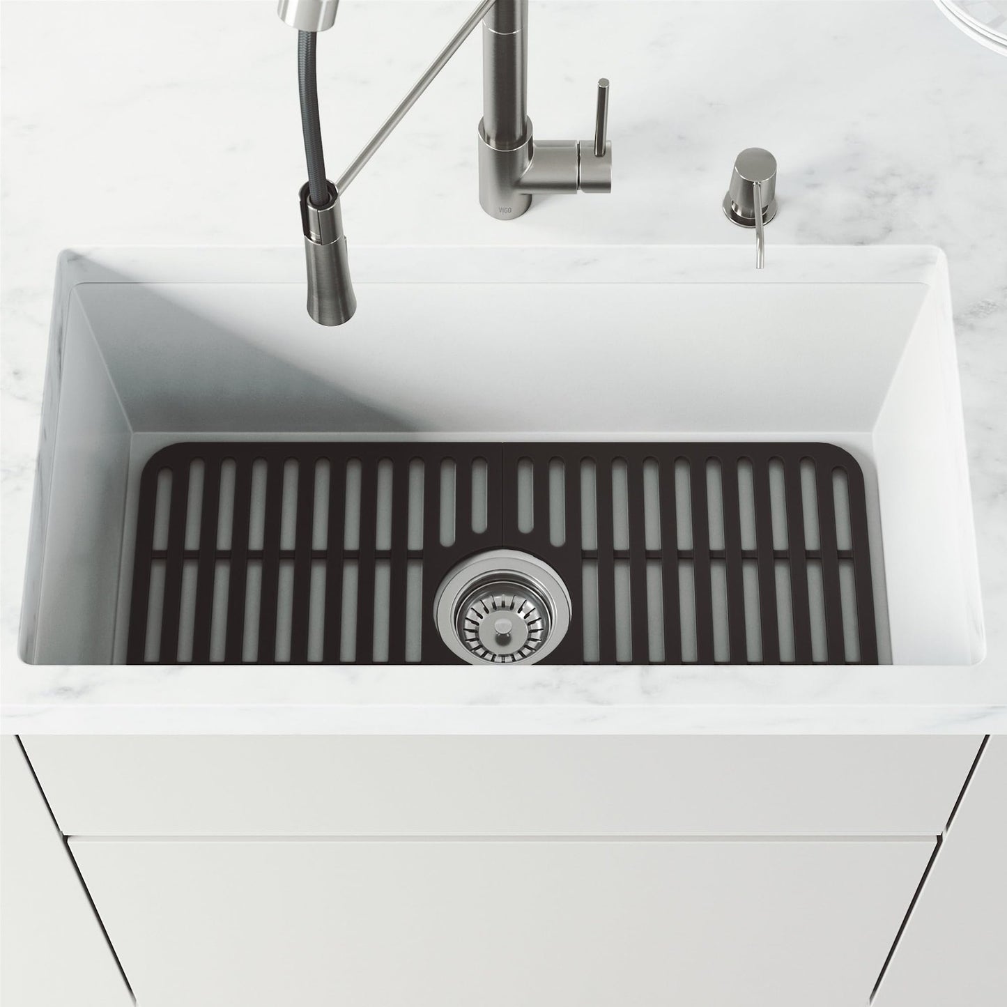 VIGO VGSG2512MB 25x13" Silicone Kitchen Sink Grid Single Basin Matte Black