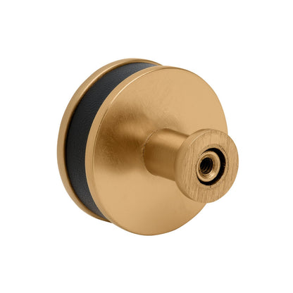 Signature Hardware 489565 Lazzara 1-1/2" Black Leather Mushroom Knob-SatinNickel
