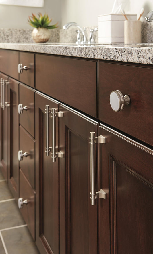 Amerock Cabinet Knob Satin Nickel/Frosted 1-3/8" Diameter Oberon