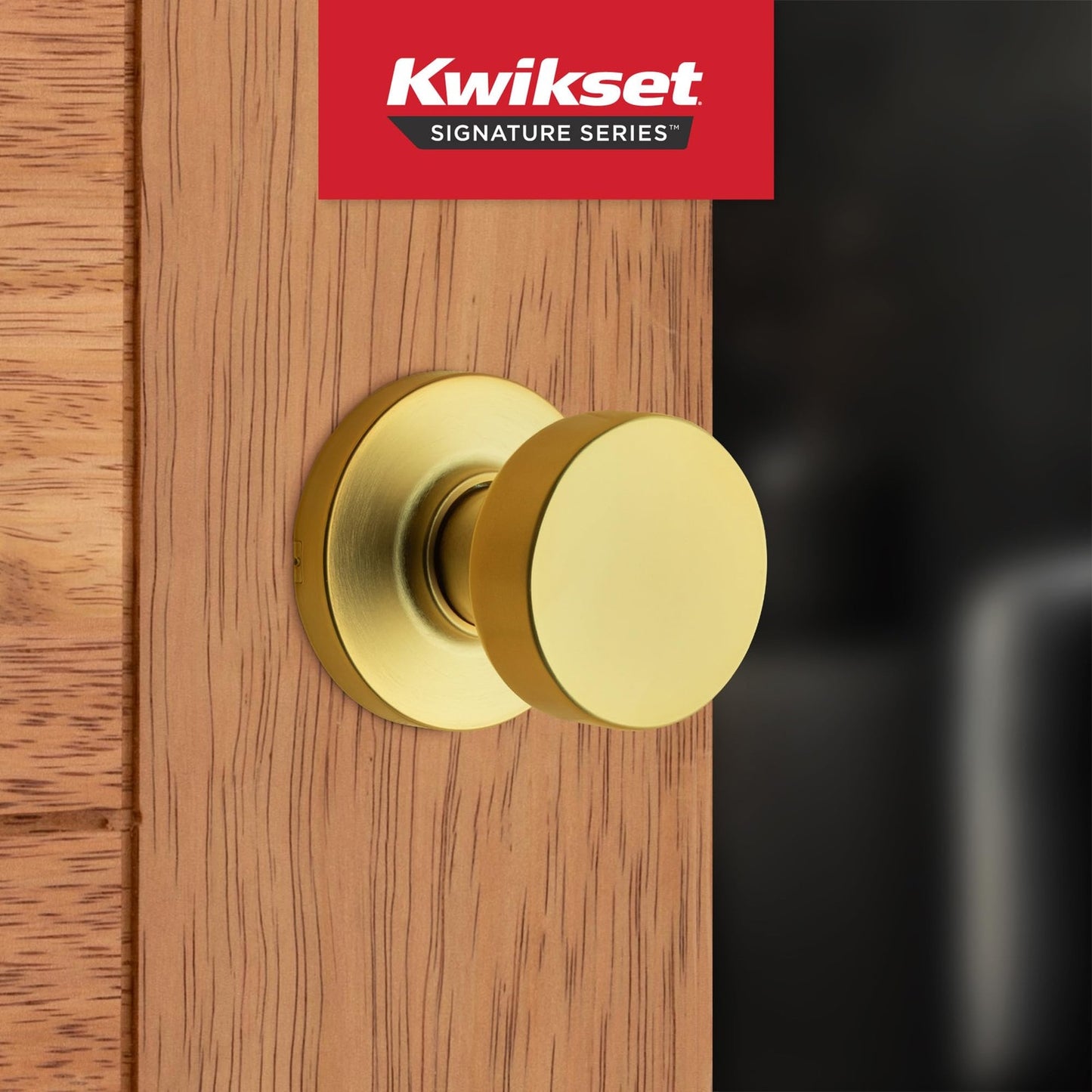 Kwikset 720PSKRDT Pismo Interior Passage Door Knob Satin Brass, Round