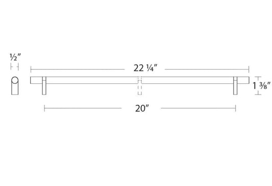 EMTEK 84160 20" Centers Rectangular Bar Stem Polished Chrome/Nickel