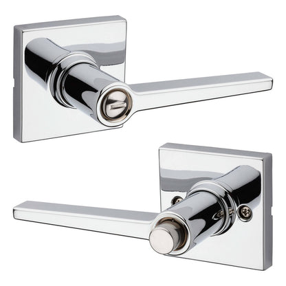 Kwikset Safe Lock Daylon Lever Square Rose Privacy Lock Satin Nickel