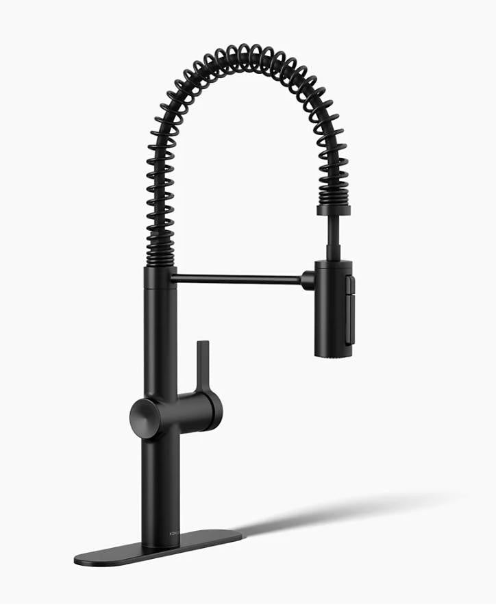 Kohler R38475-BL Haku Pull-Down Kitchen Faucet, Matte Black, Sweep Spray