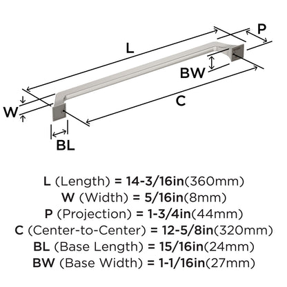 Amerock Exceed 12-5/8 inch Center-to-Center Satin Nickel Cabinet Pull BP36925G10