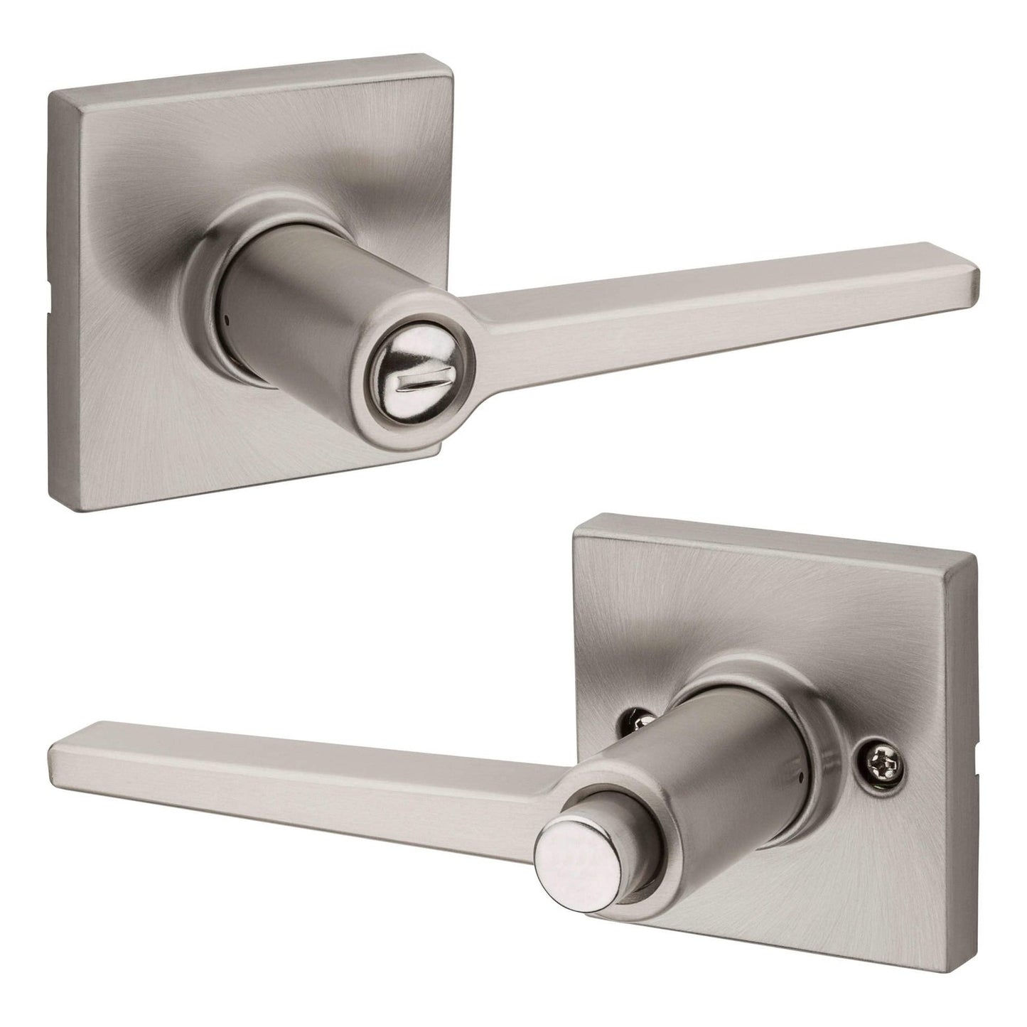 Kwikset Safe Lock Daylon Lever Square Rose Privacy Lock Satin Nickel