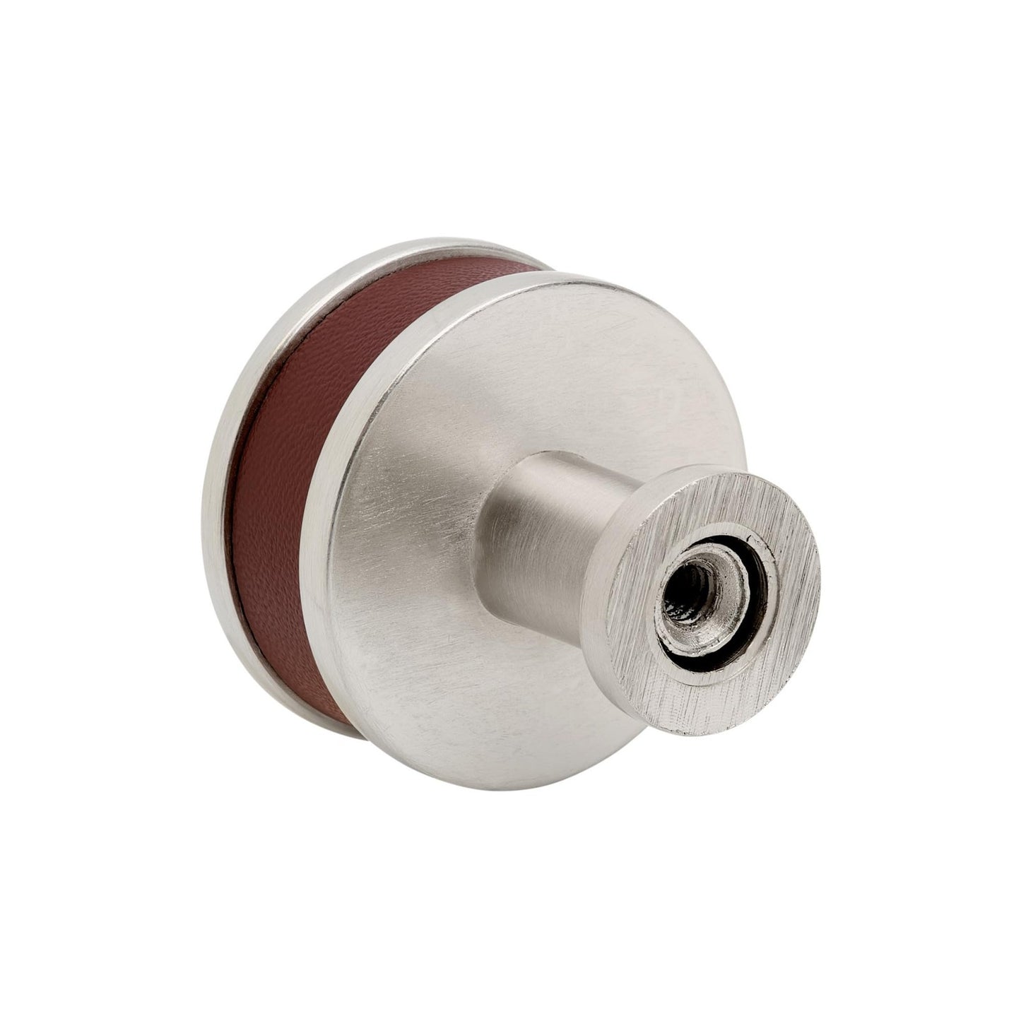 Signature HW 954065-114 Lazzara 1-1/4" Brown Leather Mushroom Knob-Brushed Gold