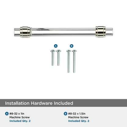 Amerock BP36655CPN 5-1/16" Glacio Clear/Polished Nickel Drawer Pull