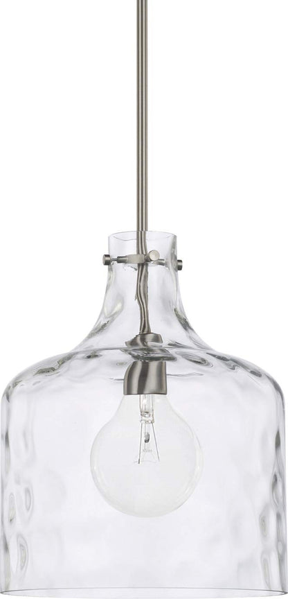 HomePlace Lighting 325717BN Crawford Clear Glass Jar Pendant Brushed Nickel