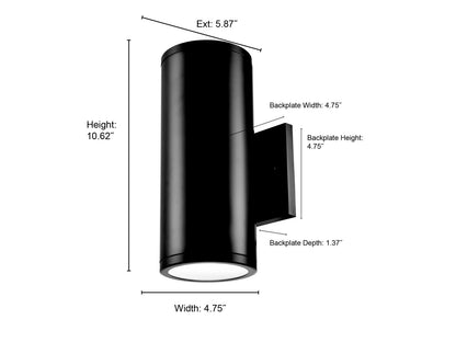 ML Lighting Vegas Collection LED42101-PBK Outdoor LED Wall Sconce Powder Black