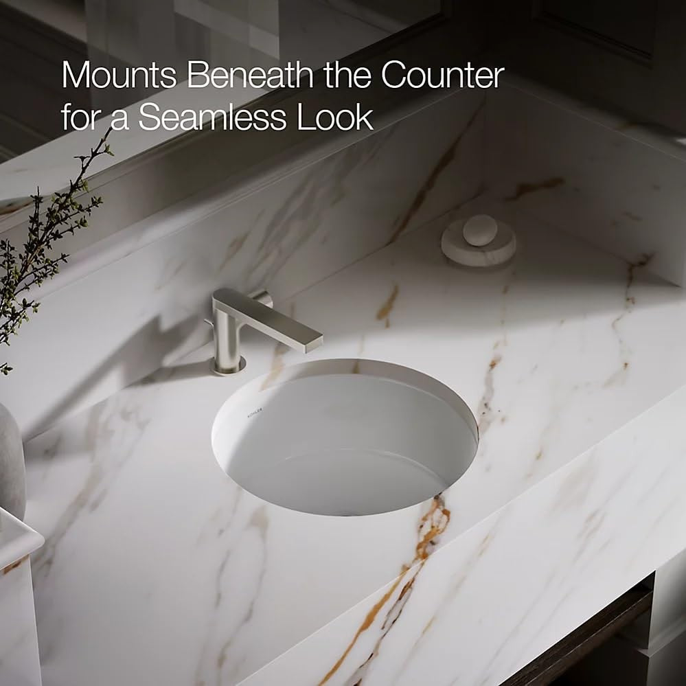 Kohler K-2883-96 1-Bowl Round Undermount Bath Sink Biscuit