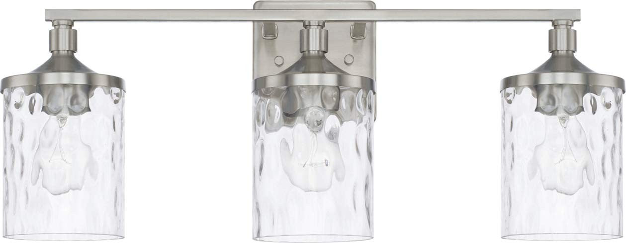 HomePlace Lighting 128831BN-451 Clear Water Glass Vanity Wall Light, 3-Light
