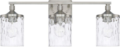 HomePlace Lighting 128831BN-451 Clear Water Glass Vanity Wall Light, 3-Light