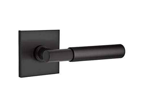 EMTEK 5110MYLRHUS19 Square Rosette Passage Myles Lever Right Handing Flat Black