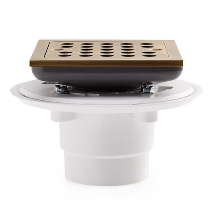 Signature Hardware 948036 Menlo Square Shower Drain with Flange - Aged Brass