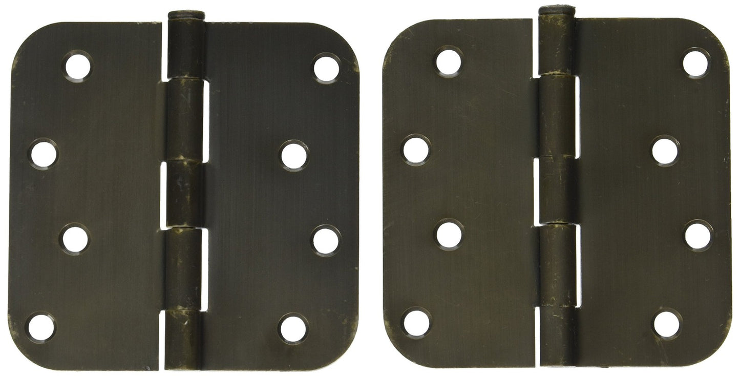 Deltana S44R55 Value Choice Indoor Steel 4x4x 5/8" Radius Hinge - Antique Brass