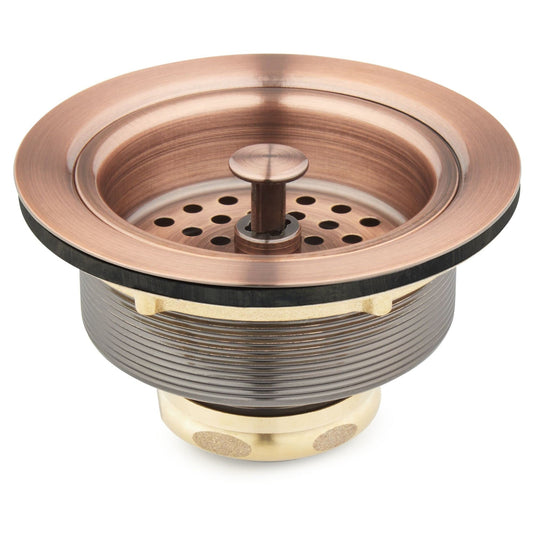 Signature Hardware SH171AC 4-1/2" Basket Strainer with Tailpiece - Satin Copper