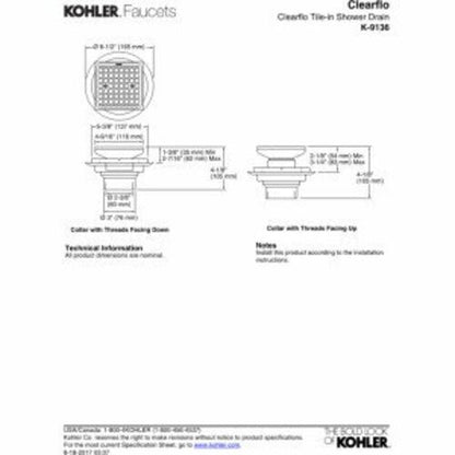 Kohler 9136-2BZ Tile in Square Shower Drainde - Oil Rubbed Bronze