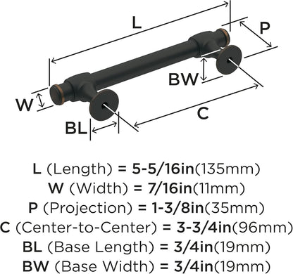 Amerock BP36766ORB Winsome Cabinet Pull Oil Rubbed Bronze 3-3/4" C2C