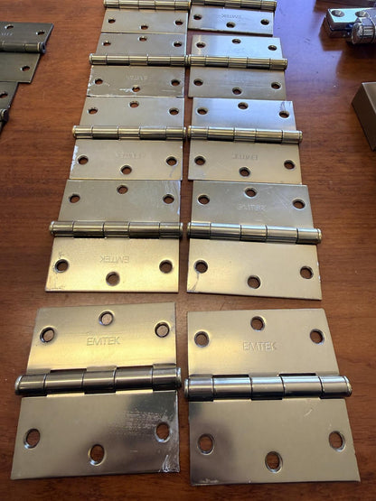 Emtek 92013 3.5"x3.5" Square Corner Plain Bearing Mortise Hinge Pair Brass