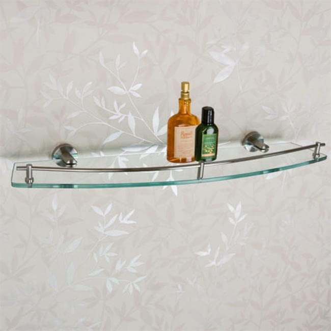 Signature Hardware SH555068BN Ceeley 24" Glass Bathroom Shelf - Brushed Nickel