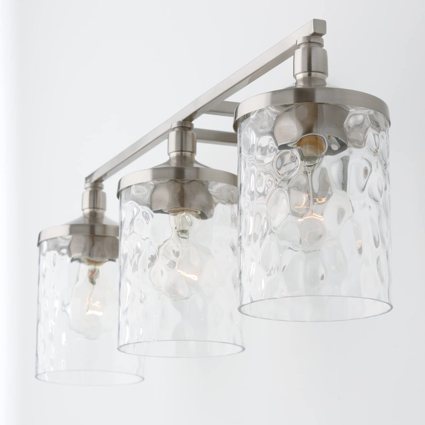HomePlace Lighting 128831BN-451 Clear Water Glass Vanity Wall Light, 3-Light