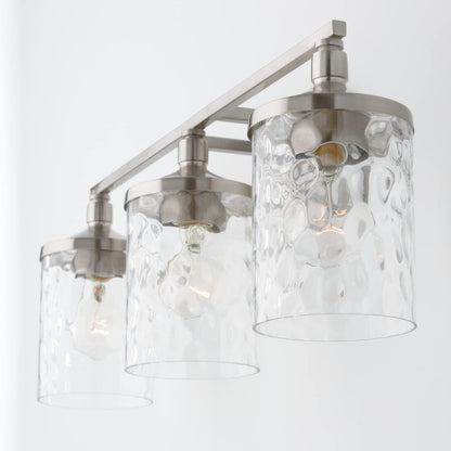 HomePlace Lighting 128831BN-451 Clear Water Glass Vanity Wall Light, 3-Light